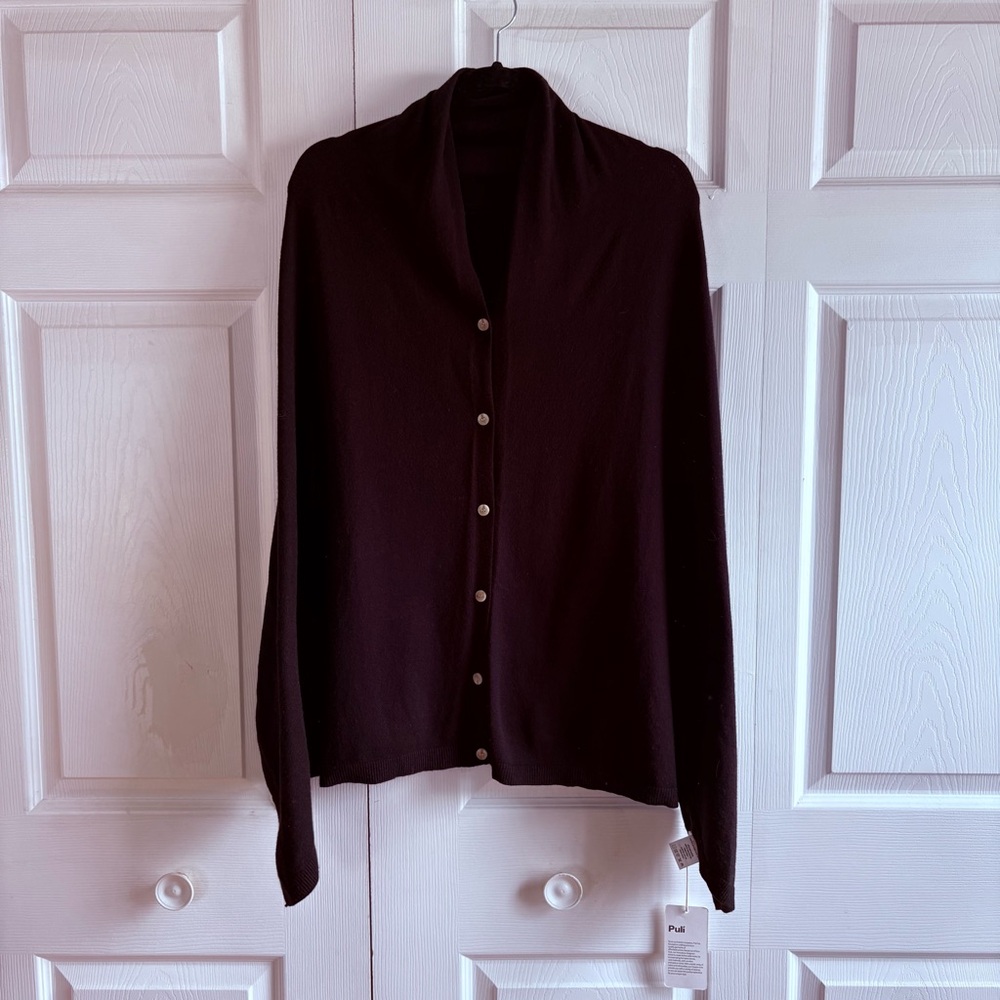 Puli Black Button Multi-Cape With Button Scarf Shawl Stole Muffler Wrap Poncho‎